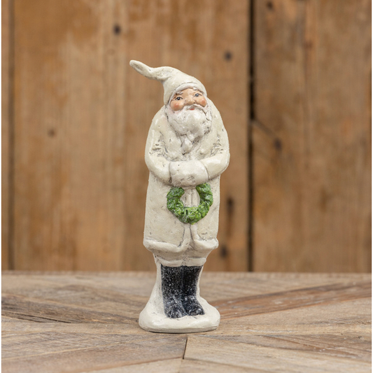 HHWW ~ 8.25" Ivory Santa with Wreath