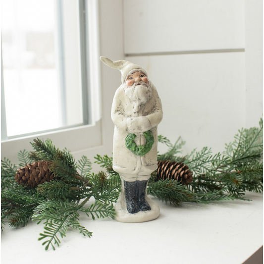 HHWW ~ 8.25" Ivory Santa with Wreath