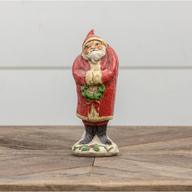 HHWW ~ 7.5" Red Santa with Wreath