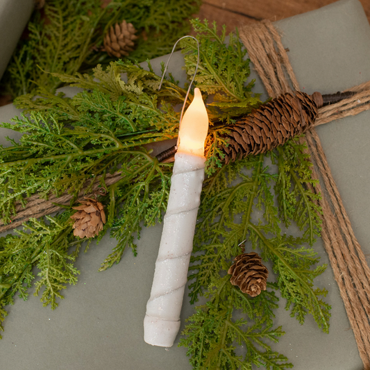 HHWW ~ 6.5" White Flair Tip Taper Hanging Candle