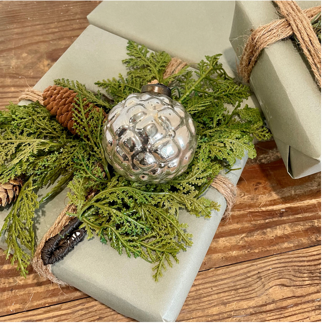 HHWW ~ 3" Silver Quilted Kugel Ornament