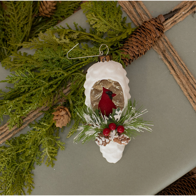 5" Cardinal Pinecone Ornament