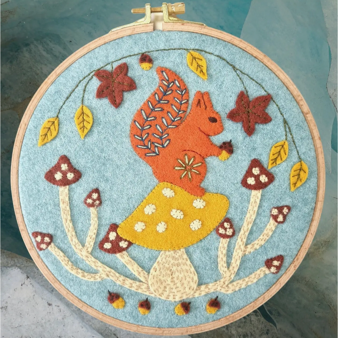 Corrine Lapierre ~ Wool Felt Applique Hoop Kit ~ Squirrel