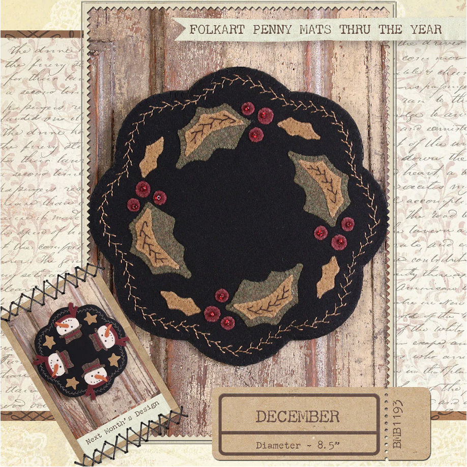 Buttermilk Basin ~ Folkart Penny Mats - December Applique Pattern