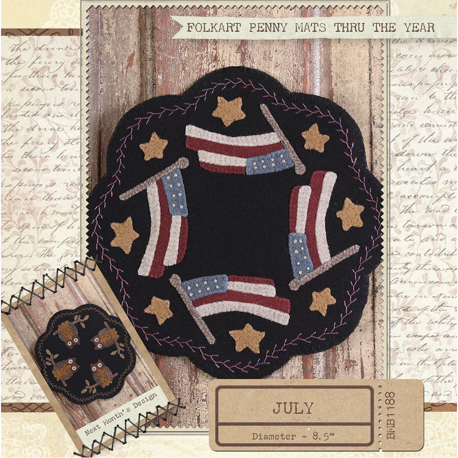 Buttermilk Basin ~ Folkart Penny Mats - July Applique Pattern