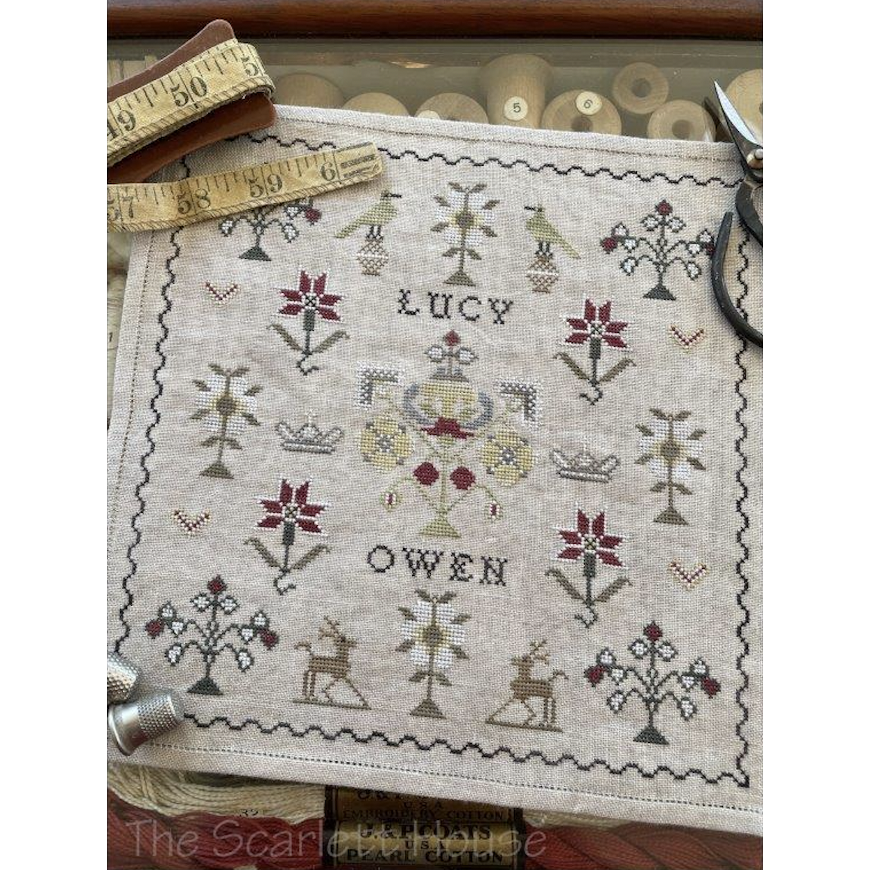 The Scarlett House ~ Lucy Owen Reproduction Sampler