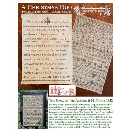 NeedleWorkPress ~ A Christmas Duo - Song of Angels & H. Purdy 1822 Sampler Patterns