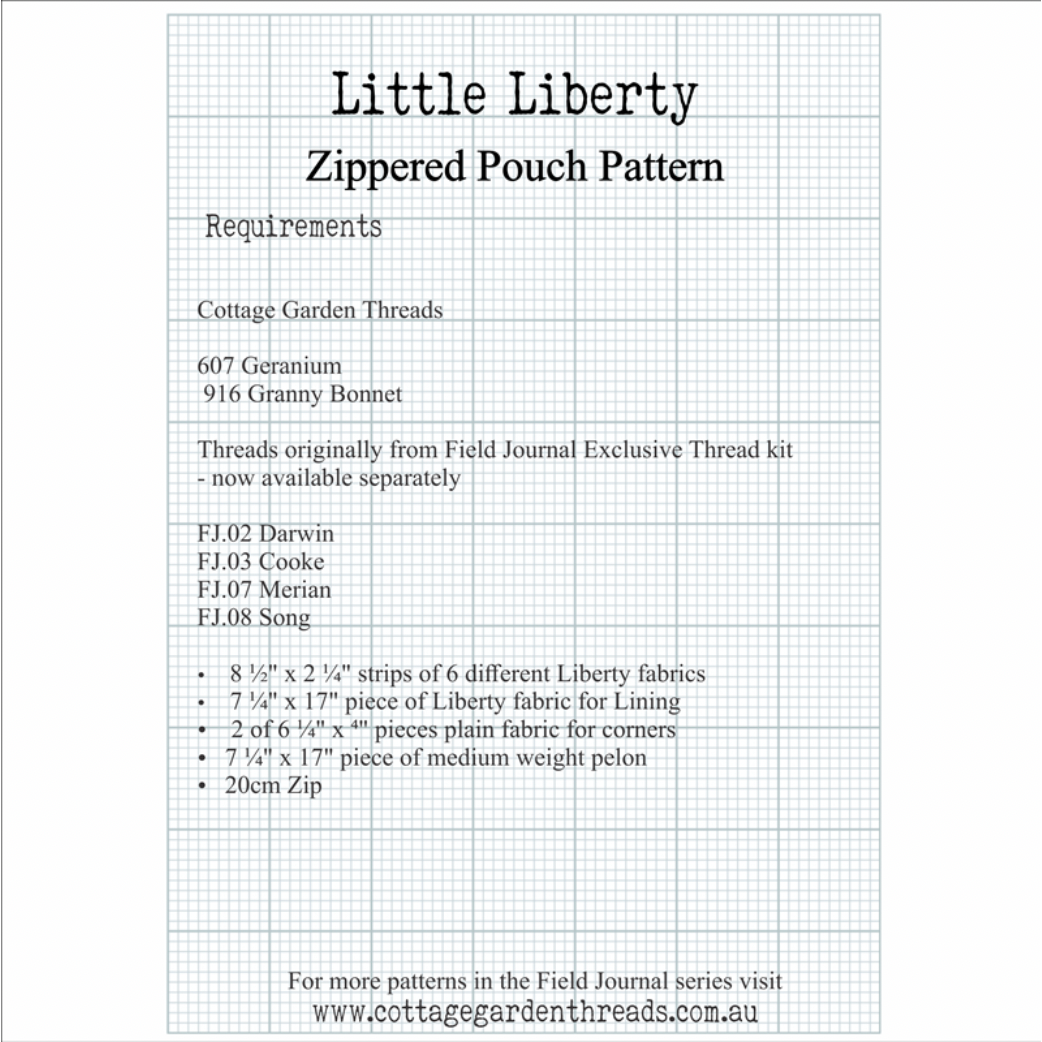 Cottage Garden Threads ~ Little Liberty Zippered Pouch Pattern