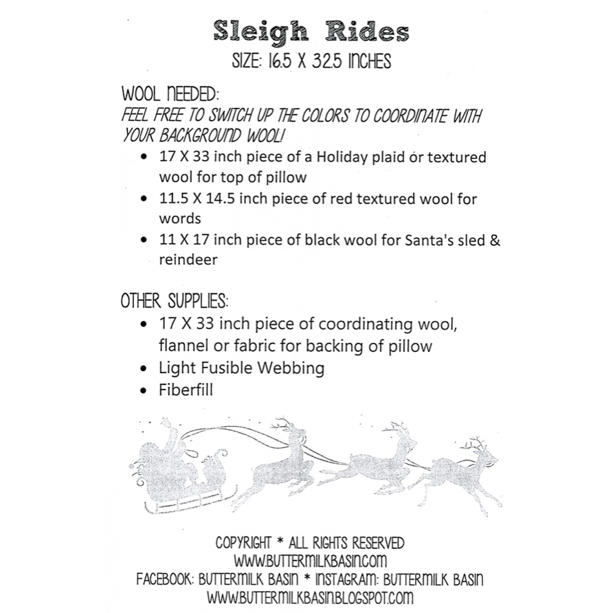 Buttermilk Basin ~ Sleigh Rides Applique Pattern