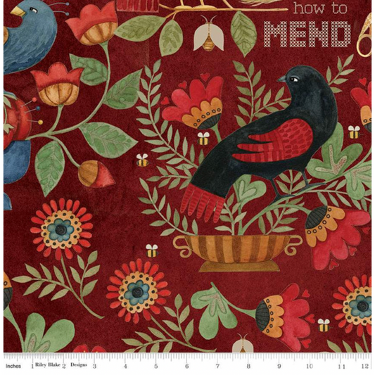 Teresa Kogut Wide Back Stitchy Birds ~  WB12607-Red