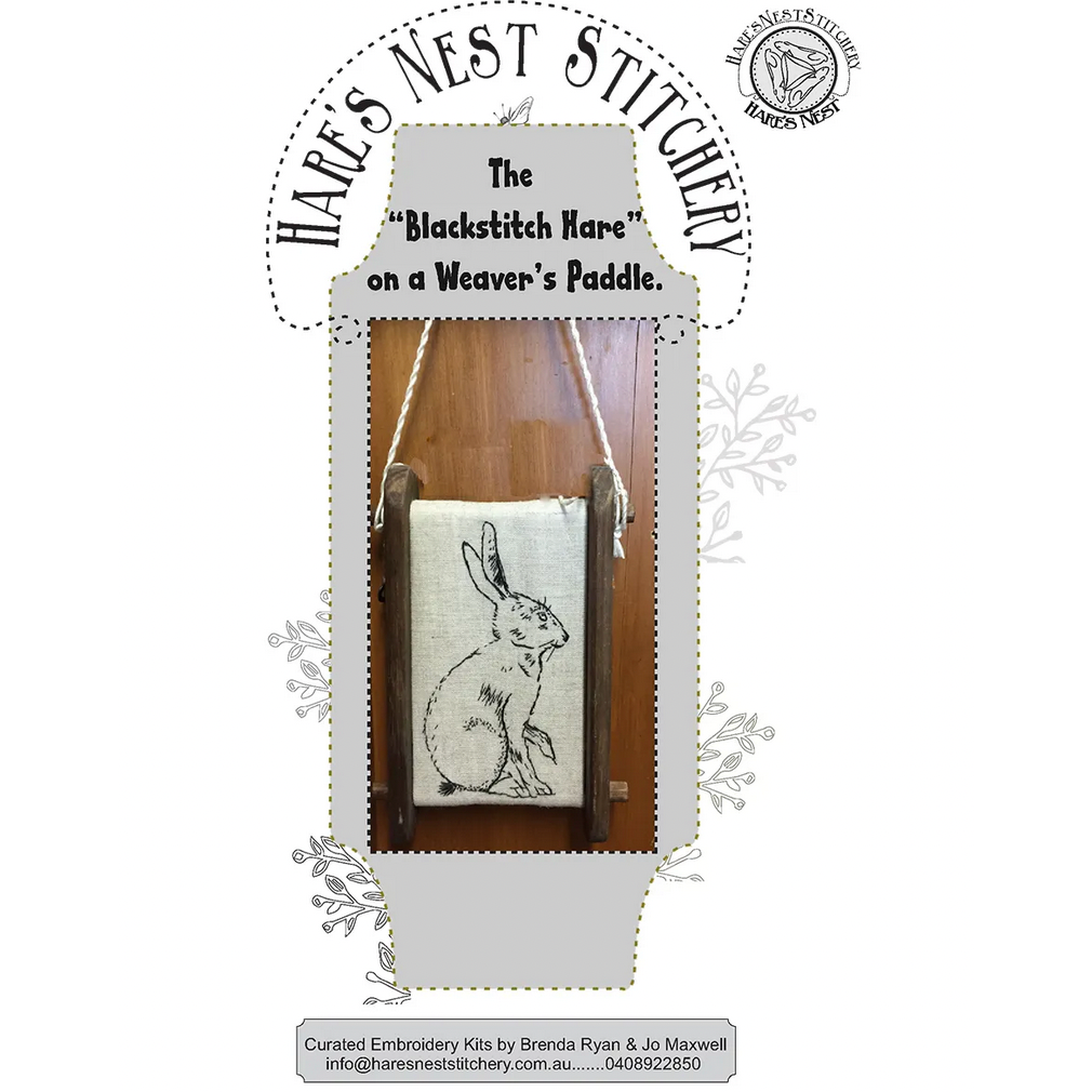 Cottage Garden Threads ~ Hare's Nest Stitchery ~ Blackstitch Hare Embroidery Kit