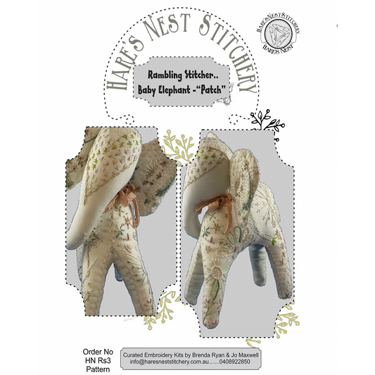 Cottage Garden Threads ~ Hare's Nest Stitchery - Rambling Stitcher Baby Elephant - "Patch" Pattern