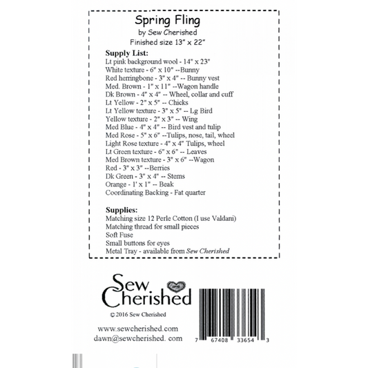 Sew Cherished ~ Spring Fling Wool Applique Pattern