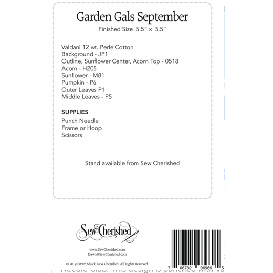Sew Cherished ~ Garden Gals September Punch Needle Pattern