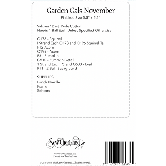 Sew Cherished ~ Garden Gals November Punch Needle Pattern