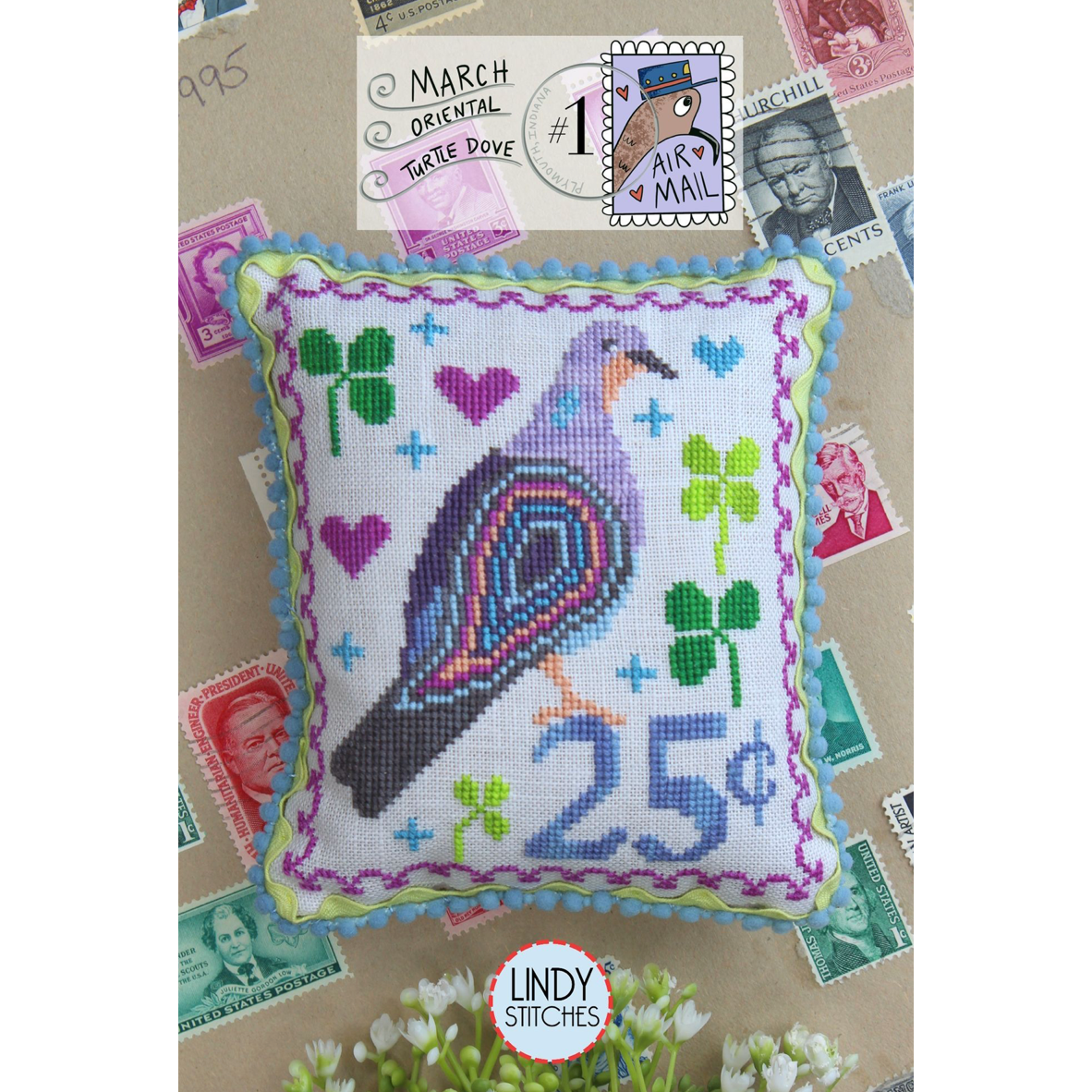 Lindy Stitches ~ Airmail March - Oriental Turtle Dove