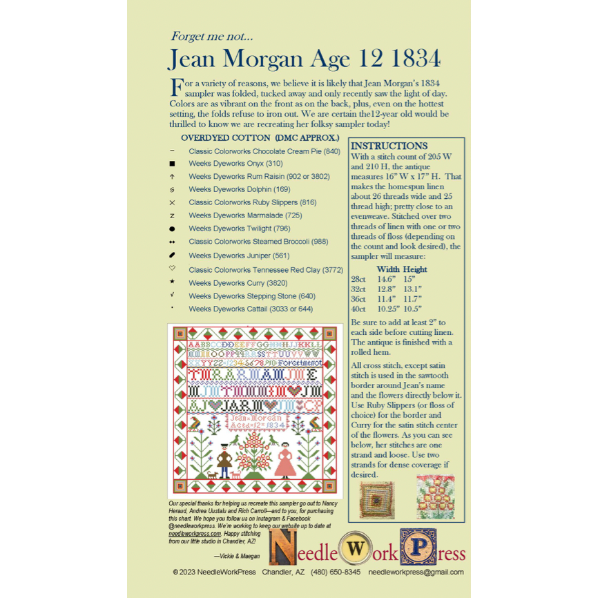 NeedleWorkPress ~ Jean Morgan 1834 Sampler Market 2023
