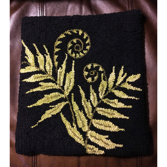 Two Old Crows ~ Fiddlehead Ferns Rug Hooking Pattern