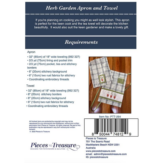Pieces to Treasure ~ Herb Garden Apron & Tea Towel Pattern
