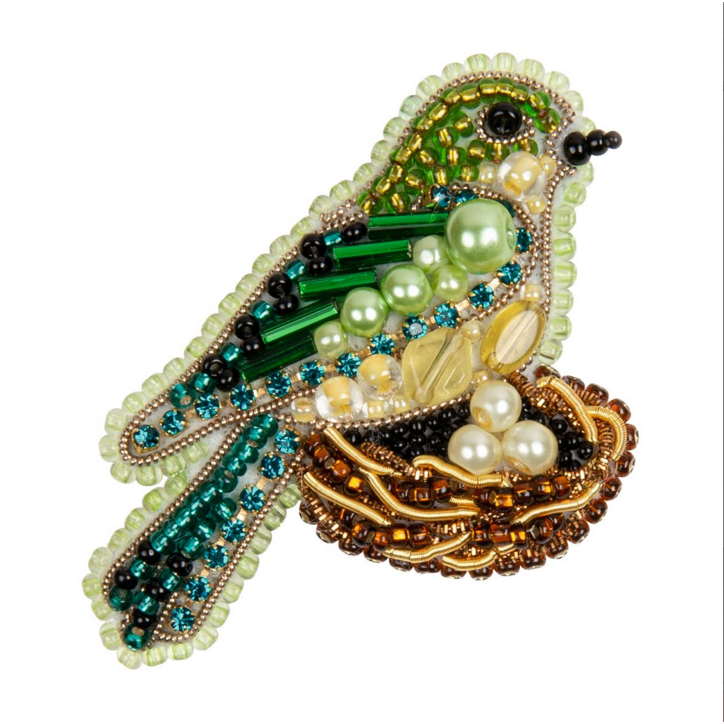 Beadwork Brooch Kit | Bird in Nest BP-314C