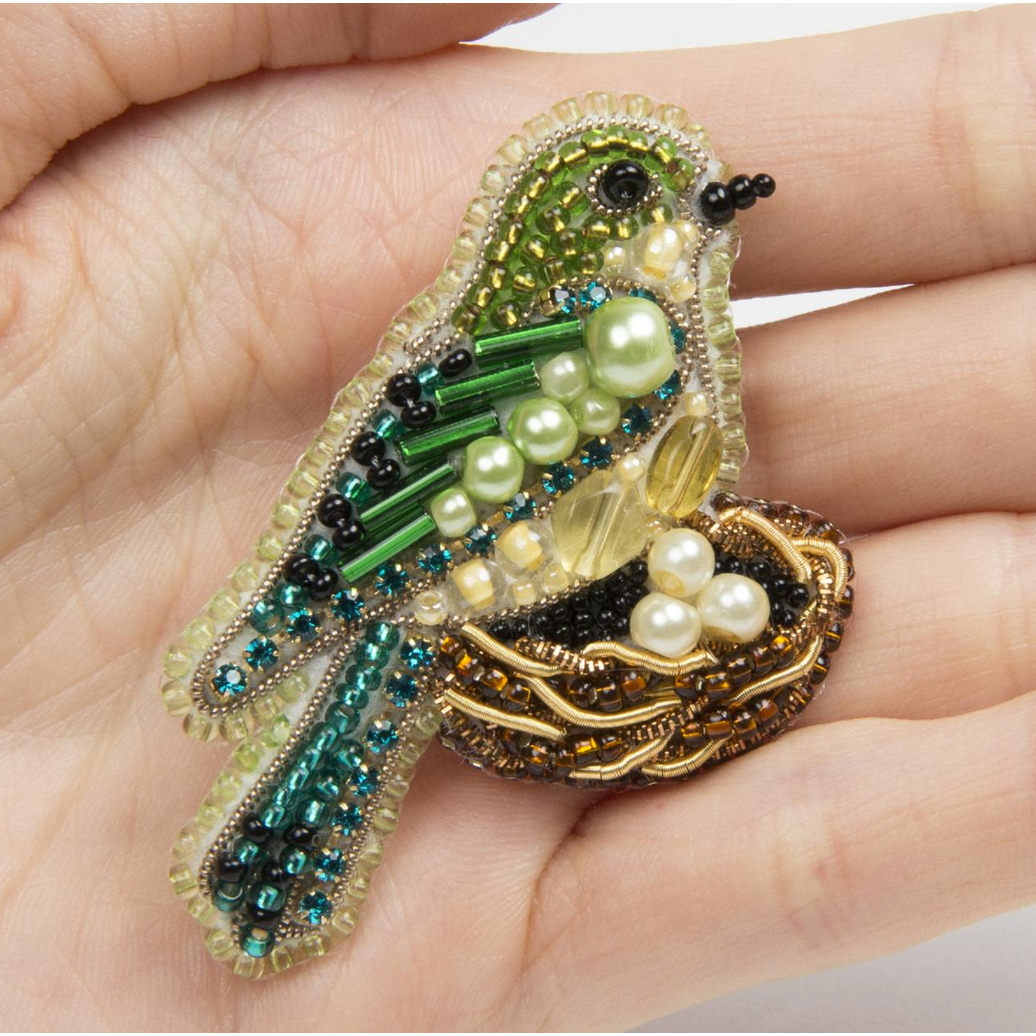 Beadwork Brooch Kit | Bird in Nest BP-314C