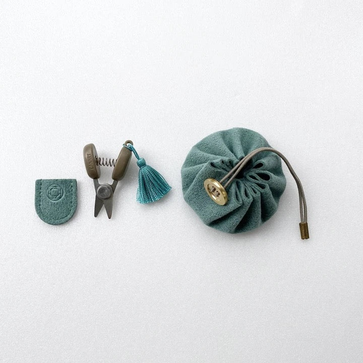 Cohana Mini Scissors Snips and Mini Drawstring Pouch Set ~ Green