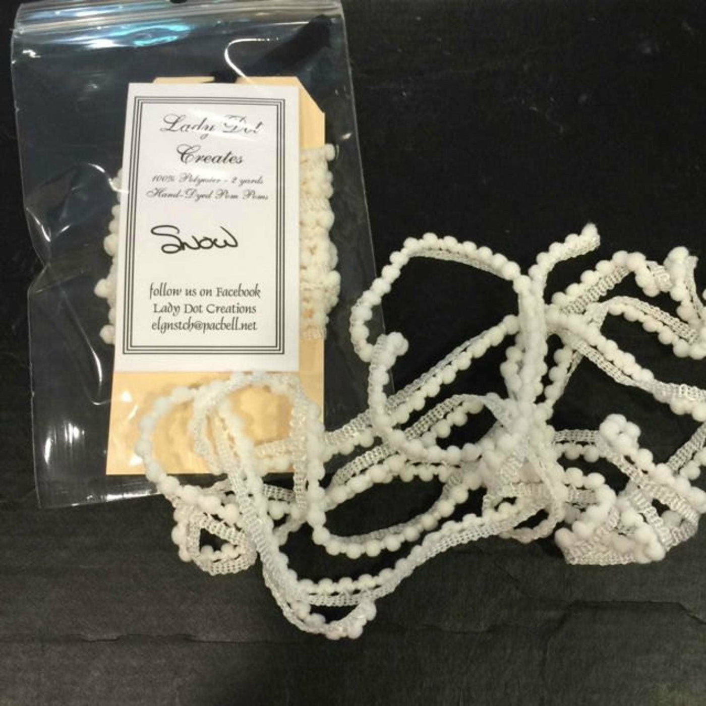 Lady Dot Creates ~ Mini Pom Pom Trim - Snow