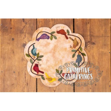 Primitive Gatherings ~ Songbirds Table Mat Wool Applique Pattern and/or Kit