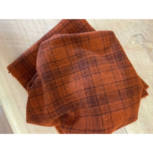 Primitive Gatherings ~ Terra Cotta Hand-Dyed Textured Plaid Wool Fabric Fat Quarter