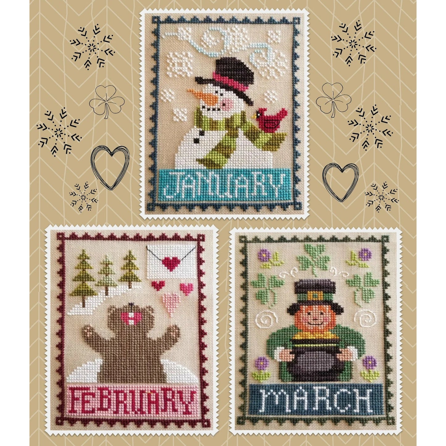 Waxing Moon Designs ~ Monthly Trios: January, February, March Pattern