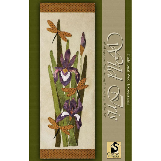 Crane Design ~ Wild Iris Wool Applique Pattern
