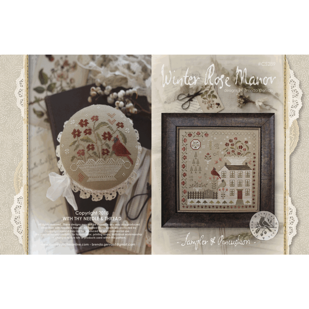 With Thy Needle & Thread ~ Winter Rose Manor Pattern