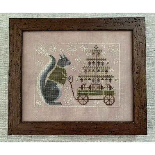 The Blue Flower | Winter Squirrel Cross Stitch Pattern