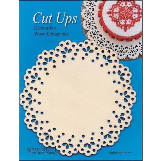 4" Cut Up Wood Lace Ornament Style F