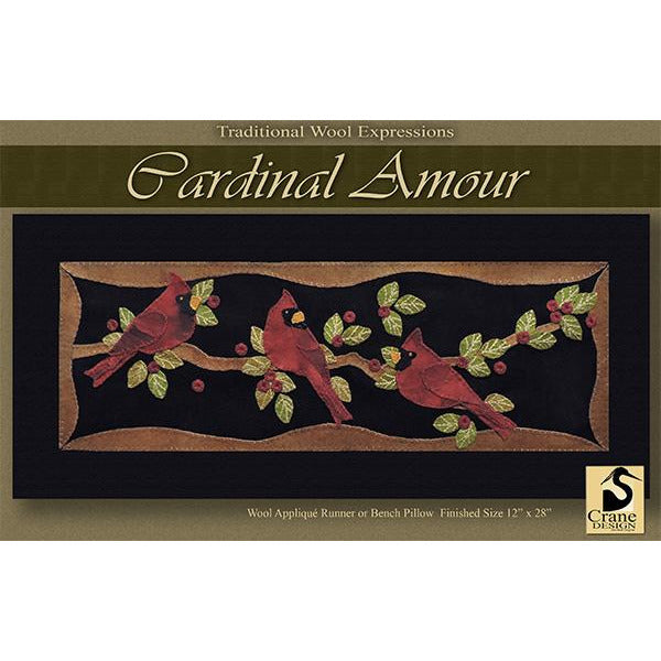 Crane Design ~ Cardinal Amour Wool Applique Pattern