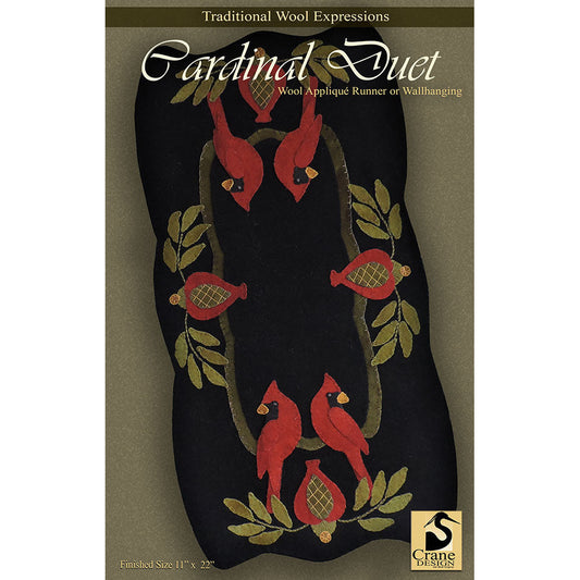 Crane Design ~ Cardinal Duet Wool Applique Pattern