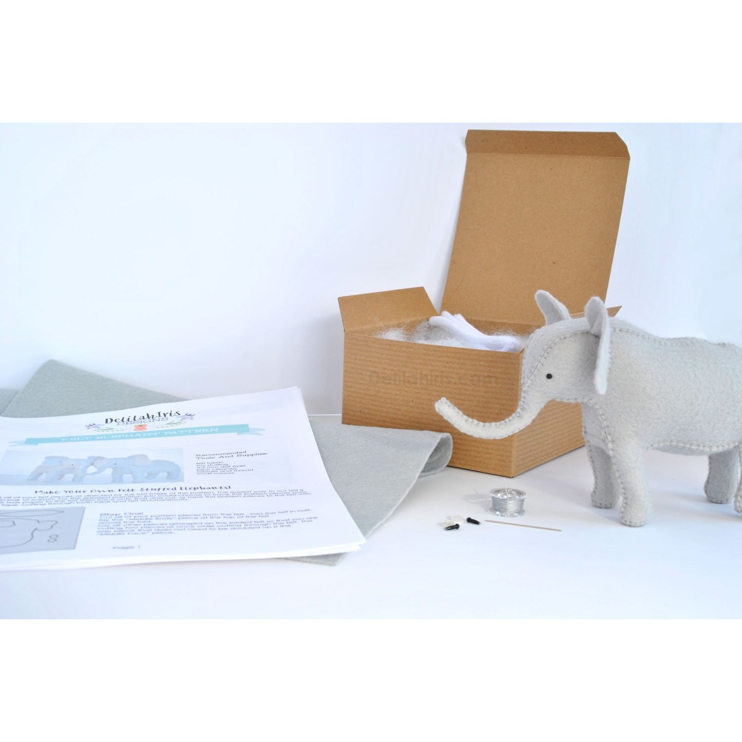 DelilahIris Designs ~ Felt Elephant Sewing Kit