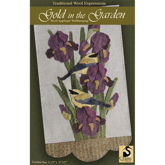 Crane Design ~ Gold in the Garden Wool Applique Pattern