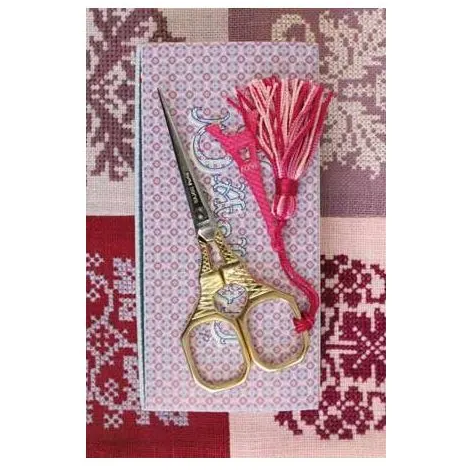 Sajou Eiffel Tower 4" Embroidery Scissors ~ Gilded with Pink Tassel