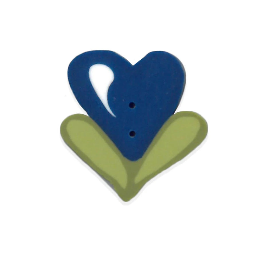 JABC ~ Large Navy Bloom Heart Button