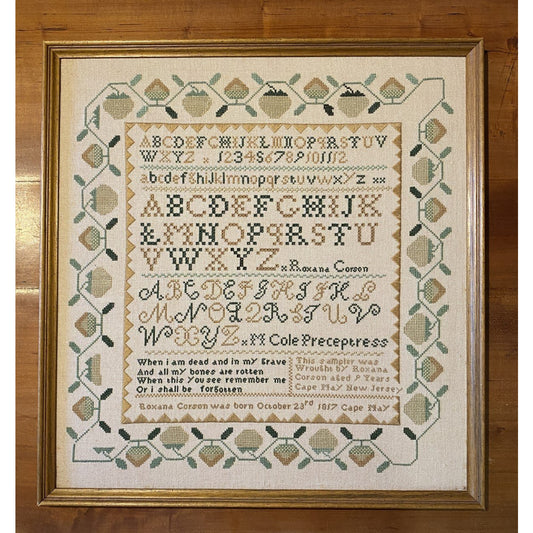 Jean Farish ~ The Roxana Corson Reproduction Sampler Pattern
