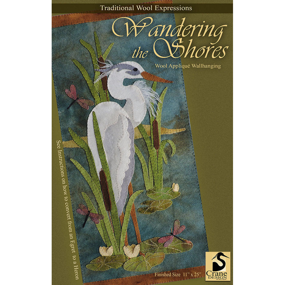 Crane Design ~ Wandering the Shores Wool Applique Pattern